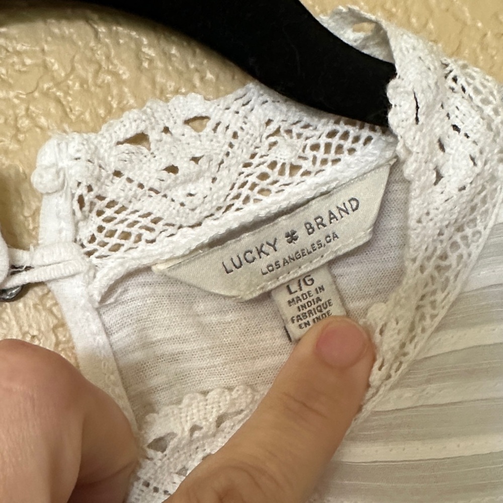 Lucky Brand Ivory Lace Detail Blouse - Picture 2 of 9